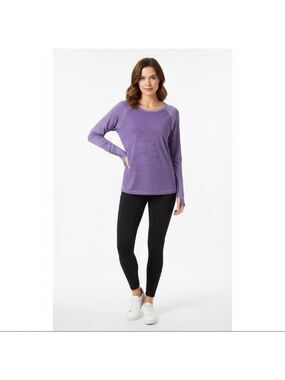 Danskin Now Long Sleeve Tee XXL Purple Striped